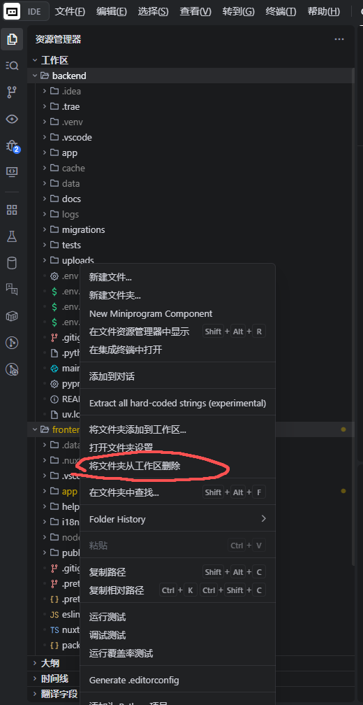 解决Trae IDE 不识别工作区中的文件夹